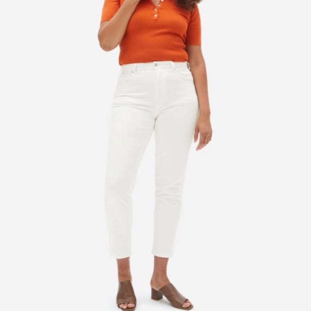 Everlane curvy cheeky jean in bone, 24 crop